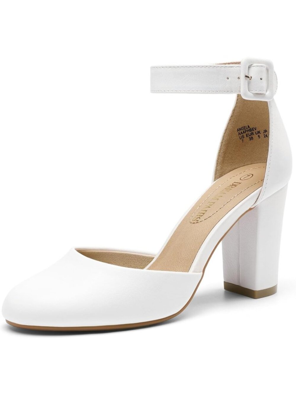 DREAM PAIRS Women's White High Heel Closed Toe Dress Shoes Chunky Wedding Pumps
